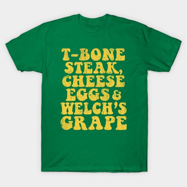 Vintage Guest Check T-Bone Steak, Cheese Eggs, Welch's Grape T-Shirt by Woodsnuts